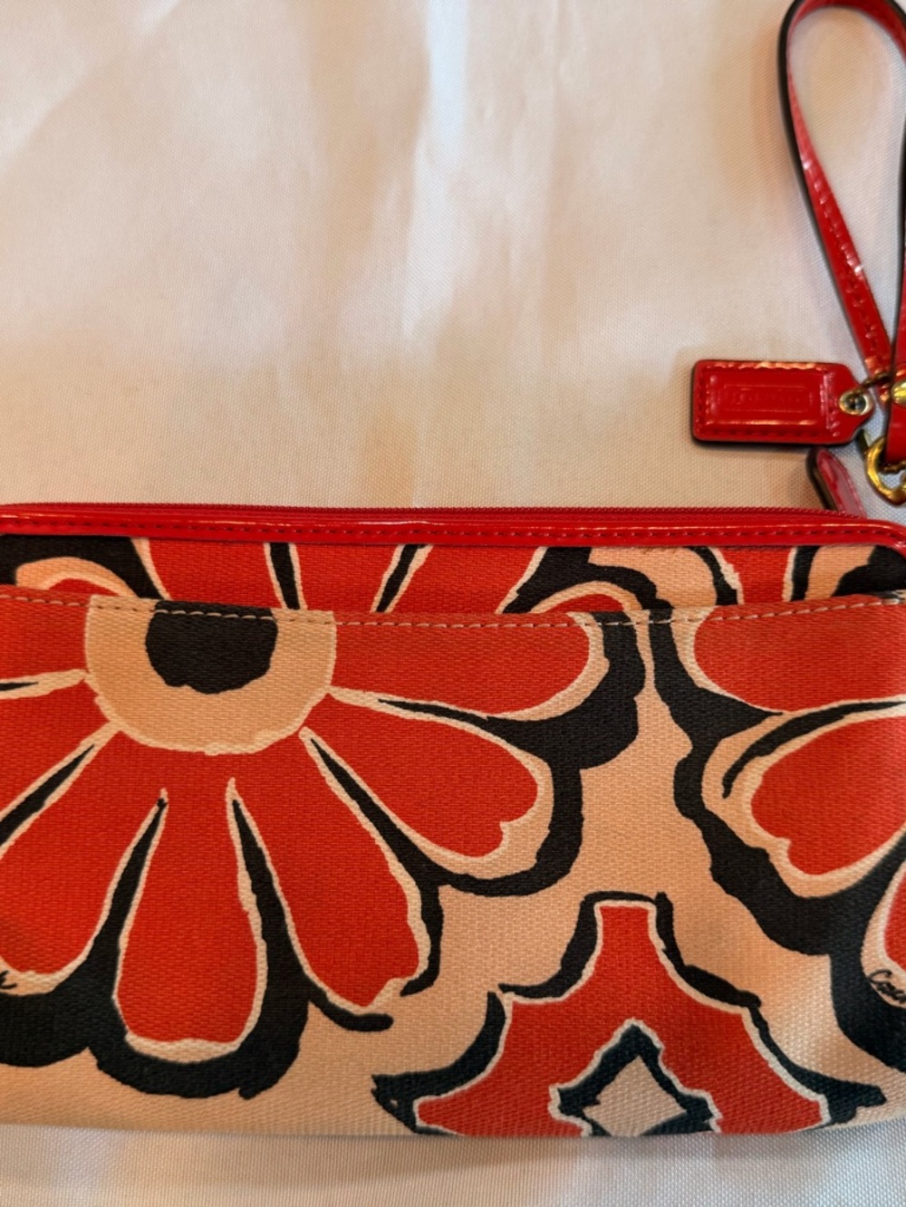 Coach Poppy Double Zip Wallet Floral Scarf Print Patent Leather - Picture 7 of 11